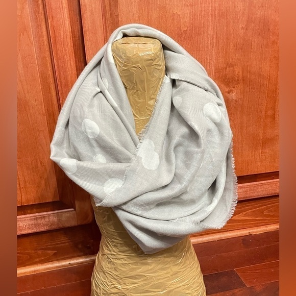 LC Lauren Conrad Oversize Scarf Wrap Shawl Neck Warmer Gray Polka Dot 72X30 - Picture 7 of 7